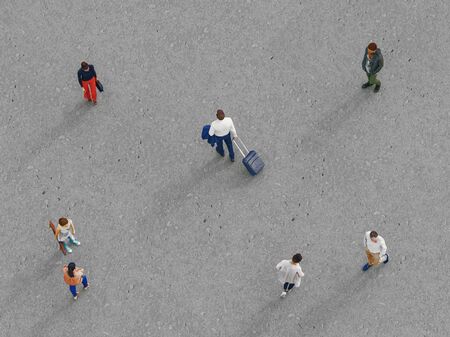 View from above the crowd. Social distancing concept