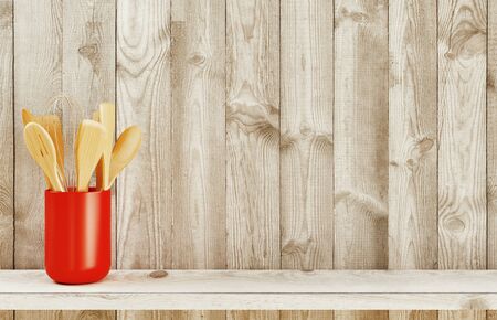 Kitchen utensils in a ceramic container, 3d renderingの写真素材