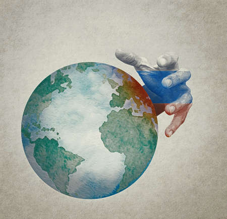 Ukraine, Russia and eurounion countries military conflict. Geopolitical illustration concept.の写真素材
