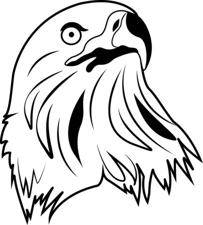 vector black and white illustration of an eagle on a white backgroundのイラスト素材
