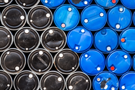 Black and blue oil barrels ,Industrial の写真素材