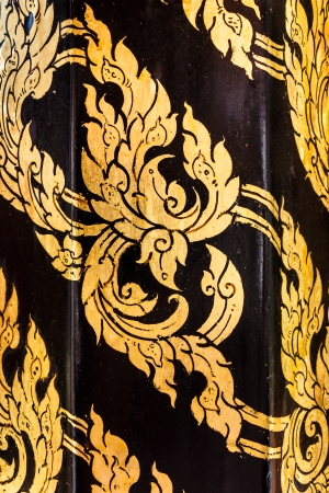 The thai painting on pillar of thai templeの写真素材