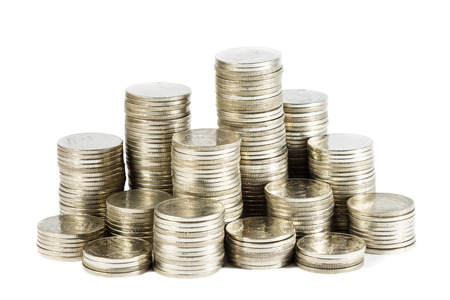 group of thai coins at on white background isolated の写真素材