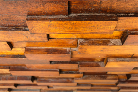 texture of old wooden wall and square wood overlapの写真素材