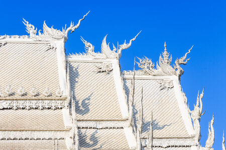 Swan statues on roof at Wat Rong Khun ,Chiangrai ,Thailandの写真素材