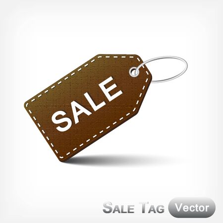 Leather sale tag with metal loop on white backgroundのイラスト素材