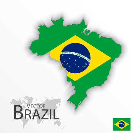 Brazil ( flag and map ) ( Transportation and tourism concept )のイラスト素材
