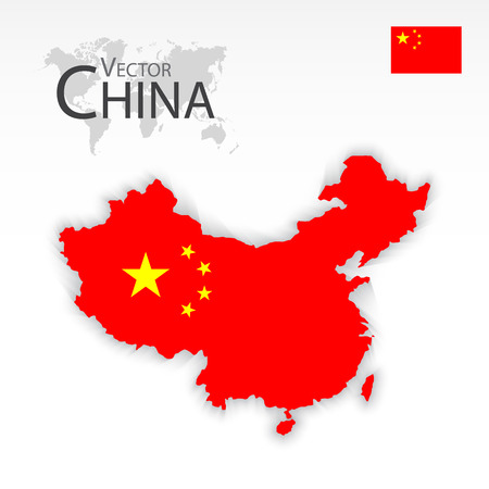 China ( People 's Republic of China ) ( map and flag ) ( Transportation and tourism concept )のイラスト素材