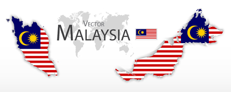 Malaysia ( Federation of Malaysia )( flag and map )( transportation and tourism concept )のイラスト素材