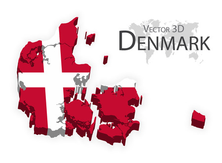 Kongeriget Danmark 3D ( flag and map ) ( transportation and tourism concept )のイラスト素材
