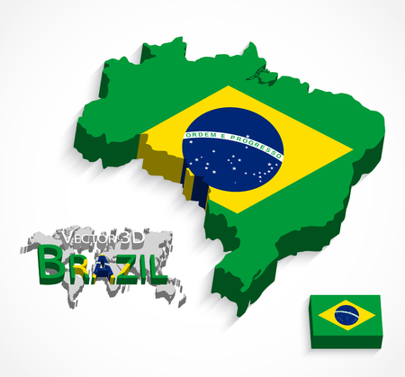 Brazil 3D ( flag and map ) ( Transportation and tourism concept )のイラスト素材