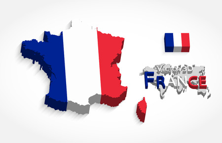 Republic of France 3D ( flag and map ) ( transportation and tourism concept )のイラスト素材