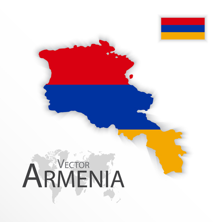 Armenia ( Republic of Armenia ) ( flag and map ) ( transportation and tourism concept )のイラスト素材