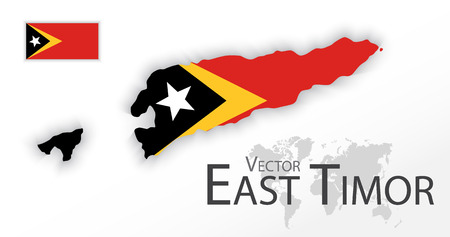 East Timor ( Democratic Republic of Timor-Leste ) ( flag and map ) ( transportation and tourism concept )のイラスト素材