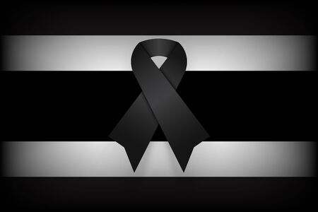 Black ribbon on Thailand flag . dim design . mourn for king of thailand pass away . rest in peace .のイラスト素材