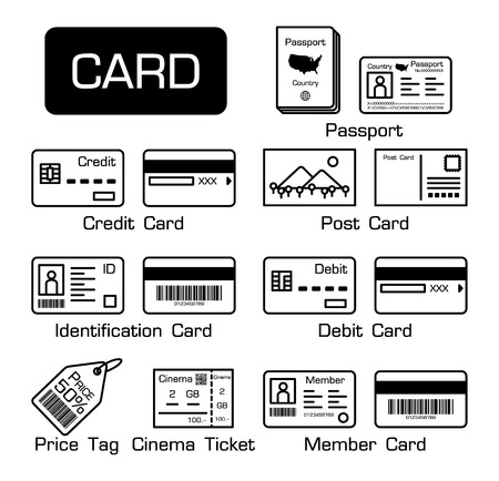 Set of electronic cards and other cards .のイラスト素材