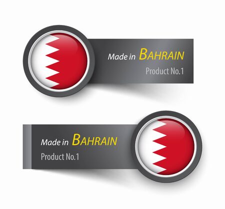 Flag icon and label with text made in Bahrain .のイラスト素材