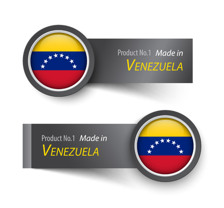 Flag icon and label with text made in Venezuela .のイラスト素材