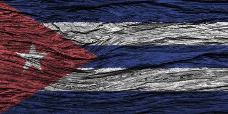 Cuba flag with high detail of old wooden background . 3D illustration .の写真素材
