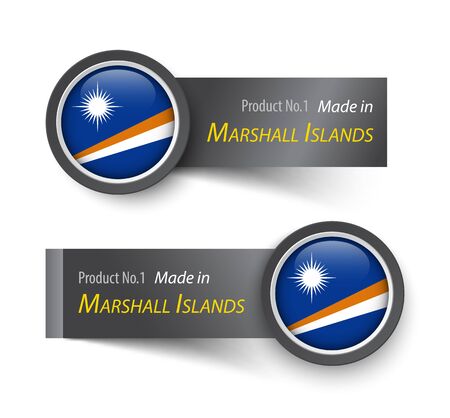 Flag icon and label with text made in Marshall Islands .のイラスト素材