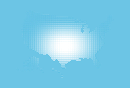 Dotted style map of USA and blue background .のイラスト素材