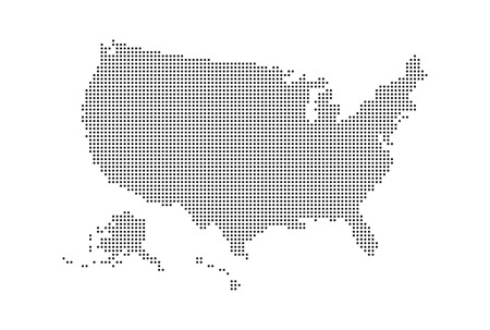 Dotted style map of USA and white .のイラスト素材