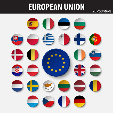 Flags of European Union and members .のイラスト素材