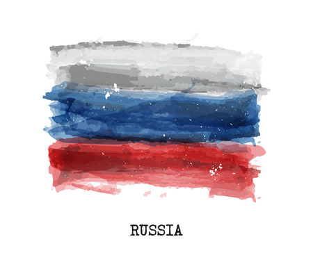 Watercolor painting flag of Russia . Vector .のイラスト素材