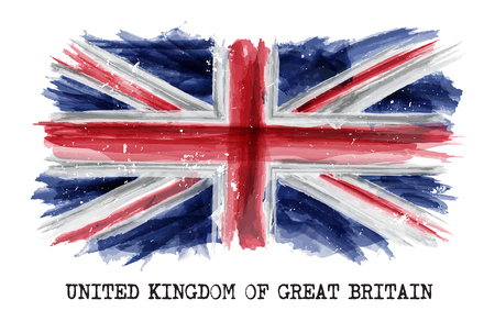 Watercolor painting  flag of United kingdom of great britain ( UK ) . Vector .のイラスト素材