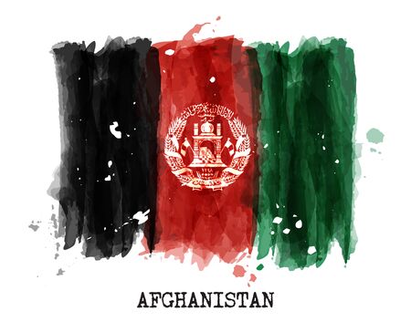 Watercolor painting flag of Afghanistan vector illustration.のイラスト素材