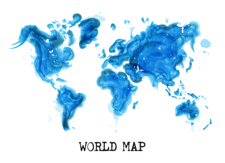 Watercolor painting style of world map ( Ecological concept ) . Vector .のイラスト素材