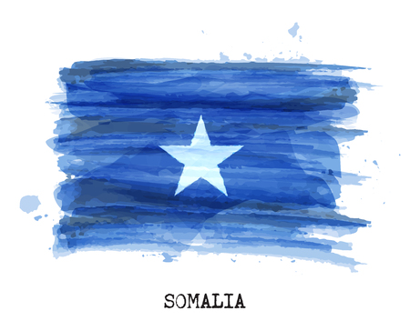 Watercolor painting design flag of Somalia . Vector .のイラスト素材