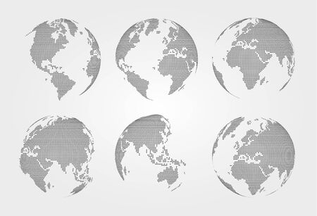 Set of world map on dotted style vector illustrationのイラスト素材