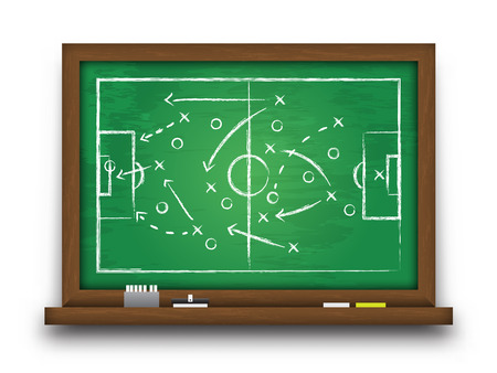 Soccer cup formation and tactic . Chalkboard with football game strategy  Vector for international world championship tournament 2018 concept .のイラスト素材