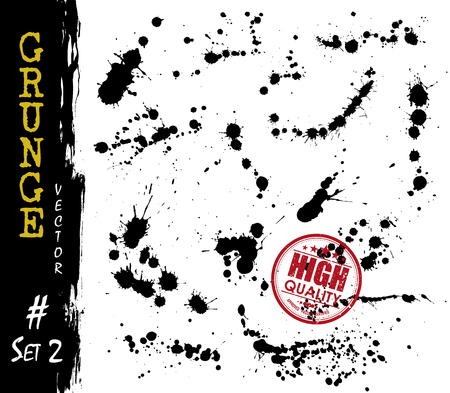 Set of grunge style blood or ink splatter . Elements vector .のイラスト素材