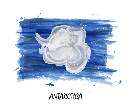 Realistic watercolor painting flag of Antarctica . Vector .のイラスト素材