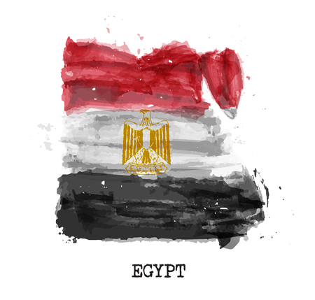 Egypt flag watercolor painting design . Country map shape . Sports team and national day concept ( 23 July 1952 ) . Vector .のイラスト素材