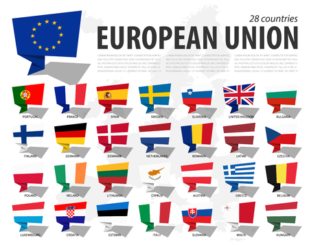 European union flag ( EU ) and membership on europe map background . Speech bubbles design . Vectorのイラスト素材