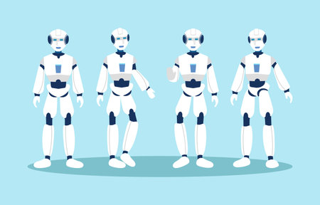 Artificial intelligence ( AI ) Robot . Cartoon characters design . Vector .のイラスト素材