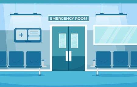Emergency room . Hospital department scene . Flat design . Vector .のイラスト素材