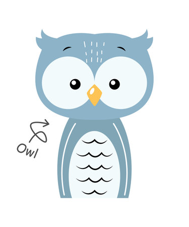 Owl . Cartoon character . Vector .のイラスト素材
