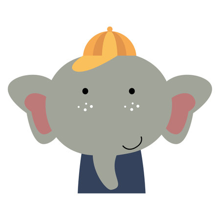 Elephant with summer costume . Wildlife animals . Vector illustration .のイラスト素材