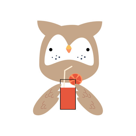 Owl bird with summer costume . Wildlife animals . Vector illustration .のイラスト素材