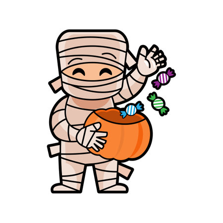 Mummy . Halloween cartoon characters . Vector .のイラスト素材