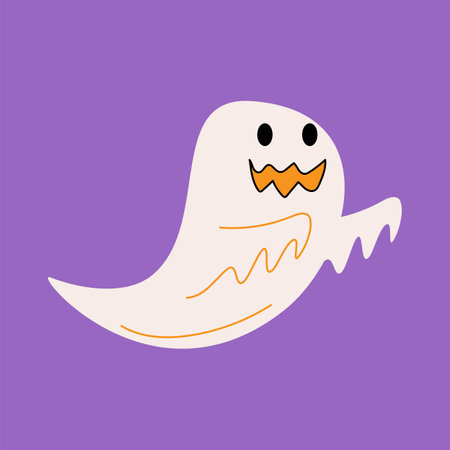 White cloth ghost . Halloween cartoon characters . Vector .のイラスト素材