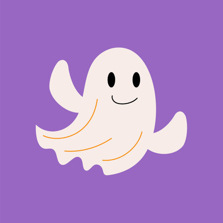 White cloth ghost . Halloween cartoon characters . Vector .のイラスト素材