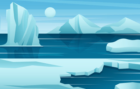 Antarctica scene . Flat design . Vector .のイラスト素材