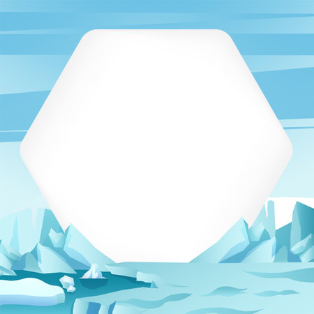 Antarctica scene with copy space . Flat design . Vector .のイラスト素材