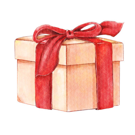 Gift box . Valentine's day object . Watercolor painting elements . Illustration .の写真素材