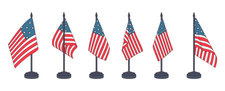 Table flag of united states of america . Cartoon style Vector .のイラスト素材